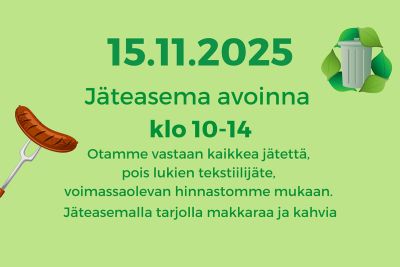 15.11.2025 jäteasema avoinna klo 10-14